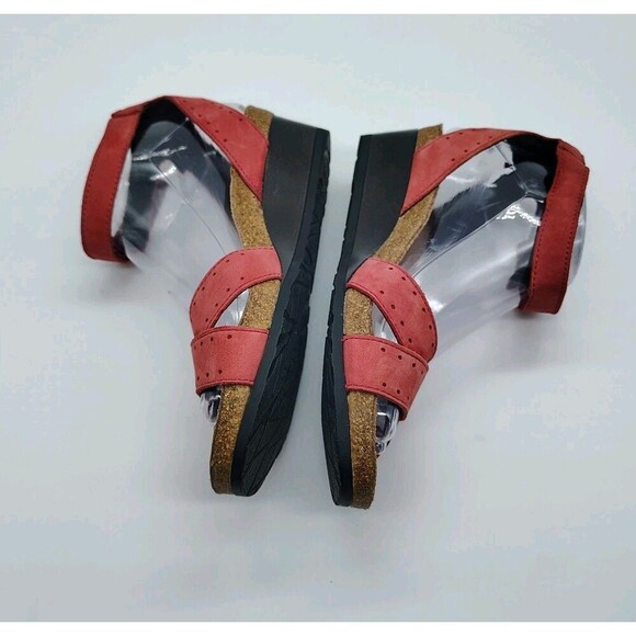 Naot Sandals 37 6 6.5 Women’s Brick Red Leather Wedge Comfort Ankle Strap Shoes - Picture 4 of 7